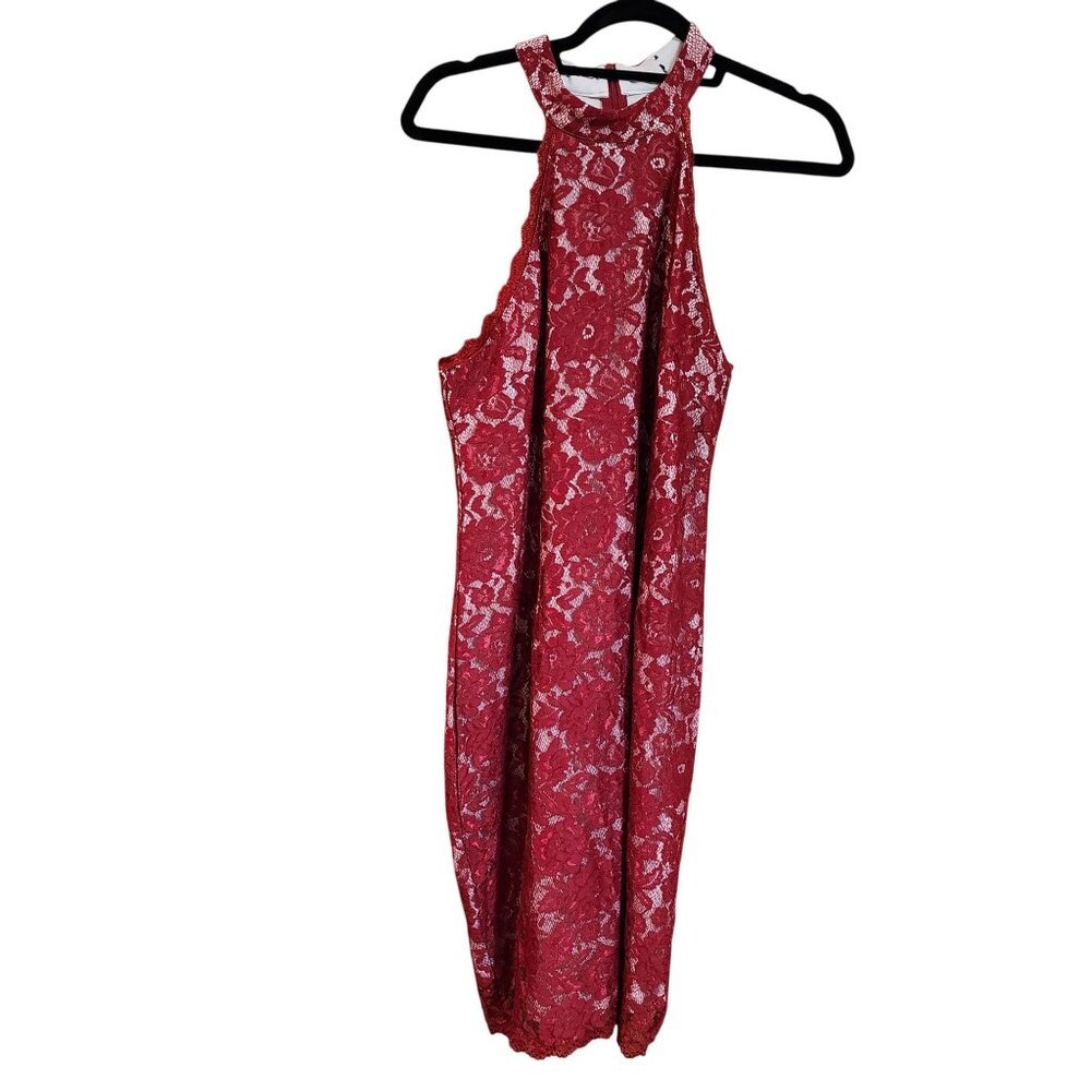 YOINS Lace Halter Bodycon dress red Womens